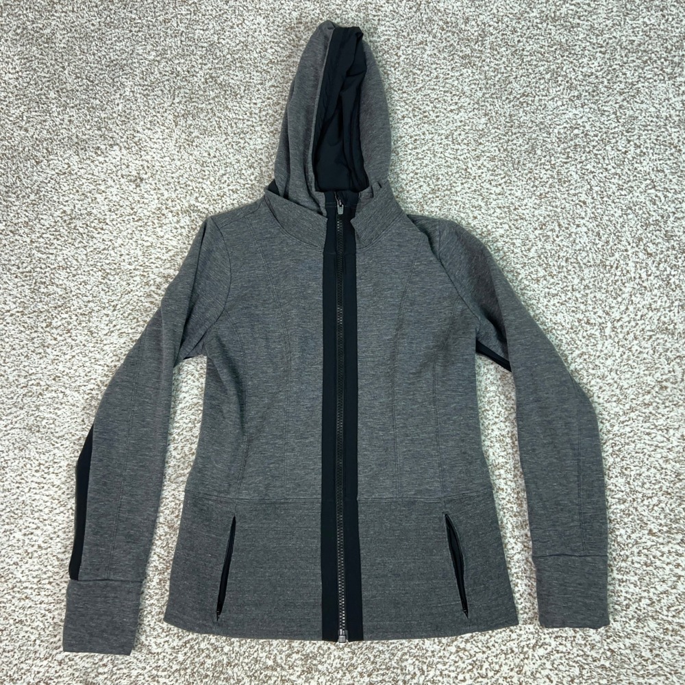 Athleta Jacket Women Medium Gray Active Sweatshirt Performance Victory Fitted